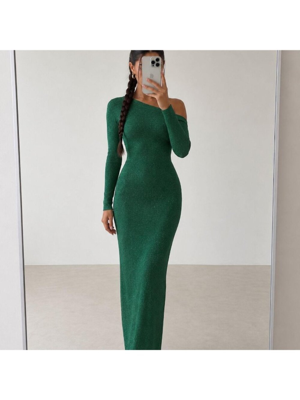 JLUXLABEL Night Shimmers Green Asymmetrical Maxi Dress Size S NWT